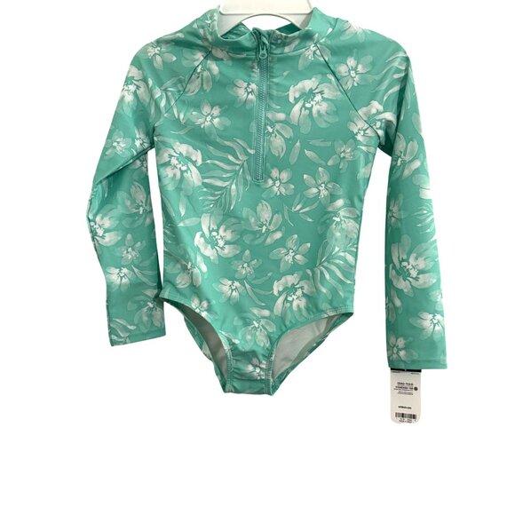 OshKosh B'gosh Other - OshKosh Bgosh Girls Floral Long Sleeve One-Piece Swimsuit UPF 50+ Green Size 6/6